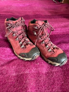 Women's Red Lace-Up Hiking Boots